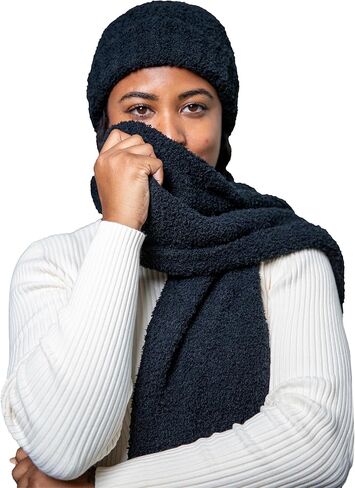 مجموعة قبعة ووشاح للخريف/الشتاء للرجال والنساء - قبعة مريحة وناعمة ودافئة متماسكة مع أساور طويلة ووشاح طويل مجموعة هدايا العطلات in Kuwait