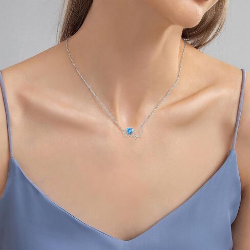 DONGHU Stethoscope Necklace Sterling Silver Nurse Birthstone Necklace for Women Heartbeat Stethoscope Jewelry for Doctor Medical Student Nurse Gift in Saudi Arabia