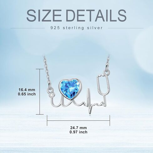 DONGHU Stethoscope Necklace Sterling Silver Nurse Birthstone Necklace for Women Heartbeat Stethoscope Jewelry for Doctor Medical Student Nurse Gift in Saudi Arabia