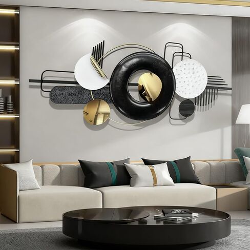 Ironelle مجردة جدار الفن المعدني الحديث منحوتات الجدار المعدنية كبيرة 59 "× 25" 3D محكم جدار ديكور أسود لغرفة المعيشة غرفة نوم مكتب المطبخ مدخل غرفة الطعام الجدار شنقا ديكور in Kuwait