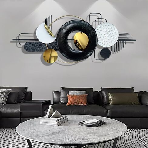 Ironelle مجردة جدار الفن المعدني الحديث منحوتات الجدار المعدنية كبيرة 59 "× 25" 3D محكم جدار ديكور أسود لغرفة المعيشة غرفة نوم مكتب المطبخ مدخل غرفة الطعام الجدار شنقا ديكور in Kuwait
