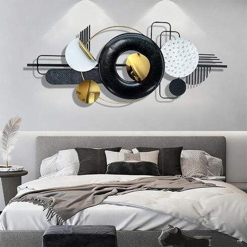 Ironelle مجردة جدار الفن المعدني الحديث منحوتات الجدار المعدنية كبيرة 59 "× 25" 3D محكم جدار ديكور أسود لغرفة المعيشة غرفة نوم مكتب المطبخ مدخل غرفة الطعام الجدار شنقا ديكور in Kuwait