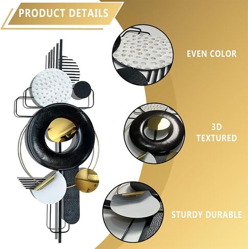 Ironelle مجردة جدار الفن المعدني الحديث منحوتات الجدار المعدنية كبيرة 59 "× 25" 3D محكم جدار ديكور أسود لغرفة المعيشة غرفة نوم مكتب المطبخ مدخل غرفة الطعام الجدار شنقا ديكور in Kuwait