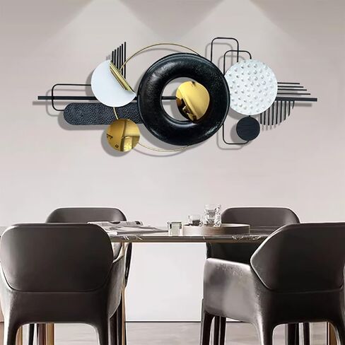 Ironelle مجردة جدار الفن المعدني الحديث منحوتات الجدار المعدنية كبيرة 59 "× 25" 3D محكم جدار ديكور أسود لغرفة المعيشة غرفة نوم مكتب المطبخ مدخل غرفة الطعام الجدار شنقا ديكور in Kuwait