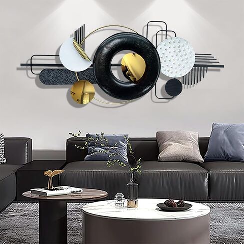 Ironelle مجردة جدار الفن المعدني الحديث منحوتات الجدار المعدنية كبيرة 59 "× 25" 3D محكم جدار ديكور أسود لغرفة المعيشة غرفة نوم مكتب المطبخ مدخل غرفة الطعام الجدار شنقا ديكور in Kuwait