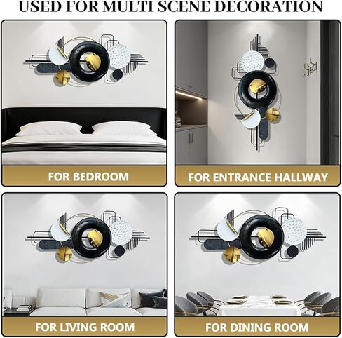 Ironelle مجردة جدار الفن المعدني الحديث منحوتات الجدار المعدنية كبيرة 59 "× 25" 3D محكم جدار ديكور أسود لغرفة المعيشة غرفة نوم مكتب المطبخ مدخل غرفة الطعام الجدار شنقا ديكور in Kuwait