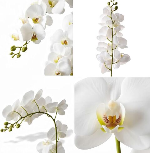 Pmyra 2Pcs White Orchids Artificial Flowers 38" Long Stem Fake Orchid,Real Touch Latex Faux Phalaenopsis with 9 Large Orchids for Home Décor Centerpiece Arrangements in Saudi Arabia