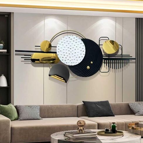 Ironelle مجردة جدار الفن المعدني الحديث منحوتات الجدار المعدنية كبيرة 59 "× 25" 3D محكم جدار ديكور أسود لغرفة المعيشة غرفة نوم مكتب المطبخ مدخل غرفة الطعام الجدار شنقا ديكور in Kuwait