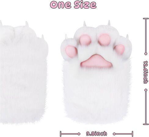 HappyJamJams Soft Furry Cat Paws Claws Golves Built-in Whistle Decompression Mittens Cosplay Halloween Party in Saudi Arabia