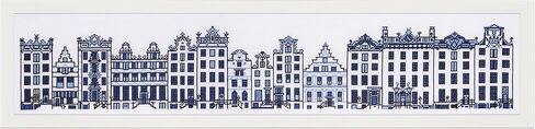 Thea Gouverneur - Counted Cross Stitch Kit - Delft Blue Houses - Aida - 18 Count - Embroidery Kit for Adults - DMC Embroidery Threads and Other Cross Stitch Supplies Included - 552A in Kuwait