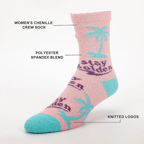 Bioworld Golden Girls Stay Golden Womens Chenille Cozy Crew Socks in Saudi Arabia