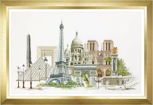 Thea Gouverneur - Counted Cross Stitch Kit - Delft Blue Houses - Aida - 18 Count - Embroidery Kit for Adults - DMC Embroidery Threads and Other Cross Stitch Supplies Included - 552A in Kuwait