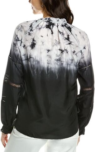 Go by go Silk Womens Go> من Gosilk الاهتمام بالتفاصيل بلوزة فلاحية حريرية، Xs، أسود in Kuwait