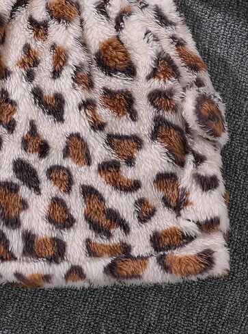 Girls 2 Piece Leopard Faux Fur Outfit Set Warm Fleece Zip Up Jacket with High Neck and Pocket Skirt Winter Fashion Clothes in Saudi Arabia