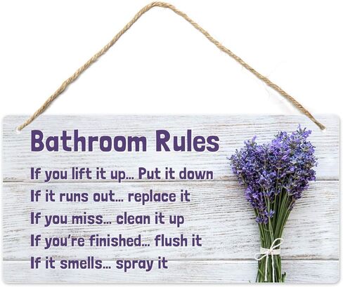 Bathroom Rule Sign Decor, 12″x6″ PVC Plastic Wall Decoration Hanging Sign, Water and Humidity Proof, Starfish theme Beach Bathroom Reminder Accessories in Saudi Arabia