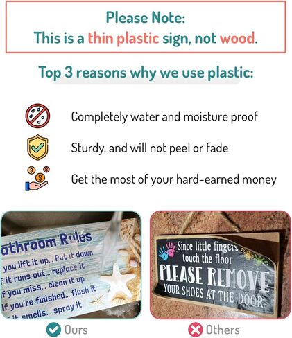 Bathroom Rule Sign Decor, 12″x6″ PVC Plastic Wall Decoration Hanging Sign, Water and Humidity Proof, Starfish theme Beach Bathroom Reminder Accessories in Saudi Arabia