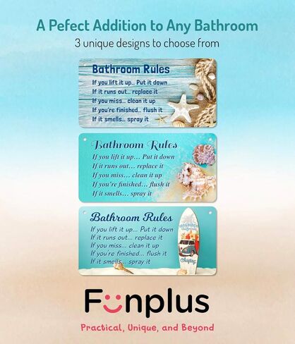 Bathroom Rule Sign Decor, 12″x6″ PVC Plastic Wall Decoration Hanging Sign, Water and Humidity Proof, Starfish theme Beach Bathroom Reminder Accessories in Saudi Arabia