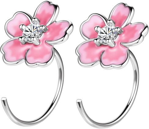 AOEDEJ 925 Sterling Silver Half Hoops Earrings Small Huggie Hoop Studs Cats, Flowers, Bows, Pearls Cartilage Piercing Poke Eree Earring in Saudi Arabia