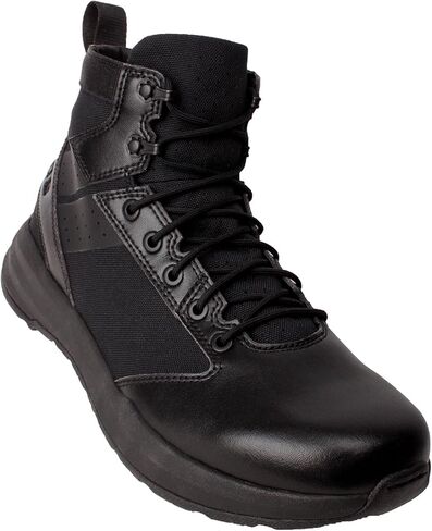 حذاء OTB Boots Fusion تكتيكي مقاس 6 بوصات، حذاء إنفاذ القانون وحذاء قتالي من الدرجة العسكرية مع نعل خارجي مقاوم للانزلاق، خفيف الوزن، حذاء واقي للأداء، أسود in Kuwait