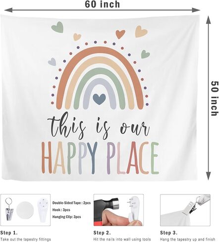 Boho Rainbow Playroom Classroom Tapestry, Boho Inspirational Tapestries Wall Blanket for Girls Boys Bedroom Playroom Classroom, 50x60 Inch in Saudi Arabia