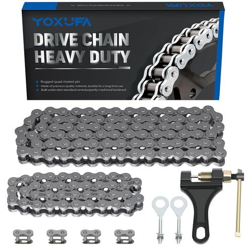 YOXUFA 420 Chain for Mini Bike Coleman CT200U CT200U-EX BT200X Baja Warrior MB200 Massimo 196cc 200cc Predator 212 Red Parts Jackshaft Front 42 Link + 90 Link Rear Drive Chain in Kuwait