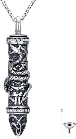 JKR S925 قلادة تذكار من الفضة الاسترليني لشريط الرماد التنين السلتي/الثعبان/الذئب/الغراب/العنقاء مجوهرات حرق الجثث هدية تذكارية لفقدان أحد أفراد أسرته in Saudi Arabia