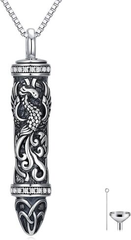 JKR S925 قلادة تذكار من الفضة الاسترليني لشريط الرماد التنين السلتي/الثعبان/الذئب/الغراب/العنقاء مجوهرات حرق الجثث هدية تذكارية لفقدان أحد أفراد أسرته in Saudi Arabia