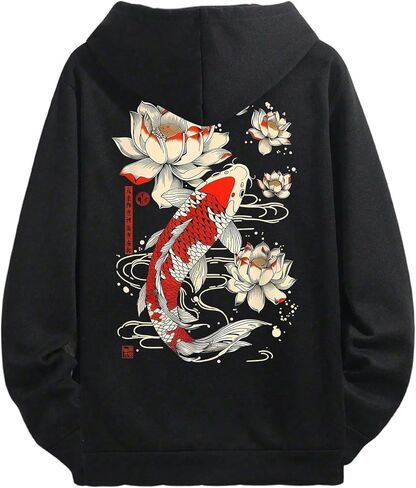 GORGLITTER Men's Y2k Sweatshirts Graphic Oversized Long Sleeve Streetwear Hoodies Pullover Top in Saudi Arabia