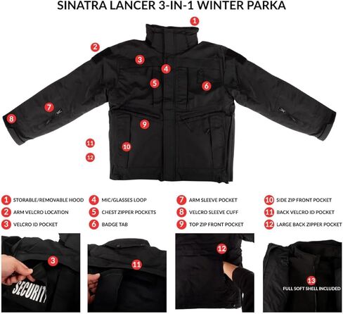 سترة ومعطف رجالي من SINATRA UNIFORM، سترة شتوية شديدة التحمل 3 في 1 من لانسر in Kuwait