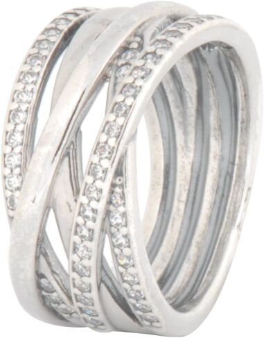 Pandora Sparkling & Polished Lines Entwined Ring - Sterling Silver Ring for Women - Gift for Her - Sterling Silver with Clear Cubic Zirconia - Size 6 in Saudi Arabia