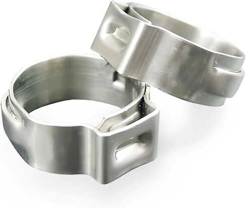 12.0-14.5mm Single Ear Hose Clamps 100PCS, 304 Stainless Steel Crimp Hose Clamps, Perfect for Automotive/Home Appliance/Water Pipe and Fuel Line, Stepless Hose Clamp by MISPIRE in Kuwait