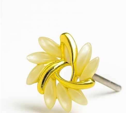2025 Gold and Cream Floral Earrings for Women- Everyday wear Petal Design in Saudi Arabia