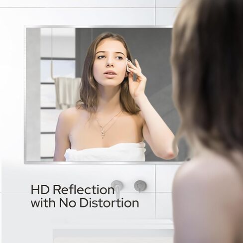 22 x 34 Brushed Nickel Bathroom Mirror – Silver Framed Bathroom Vanity Mirror, Bathroom Mirrors for Over Sink, Modern Bathroom Mirror, Sleek Mirror with Rust Proof Features in Saudi Arabia