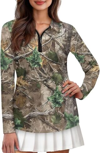 Knextrepoy Golf Shirts for Women Long Sleeve Zip Up V-Neck Golf Tennis Shirt Womens Pullover Tops in Saudi Arabia