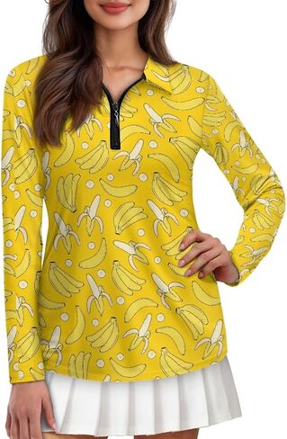 Knextrepoy Golf Shirts for Women Long Sleeve Zip Up V-Neck Golf Tennis Shirt Womens Pullover Tops in Saudi Arabia