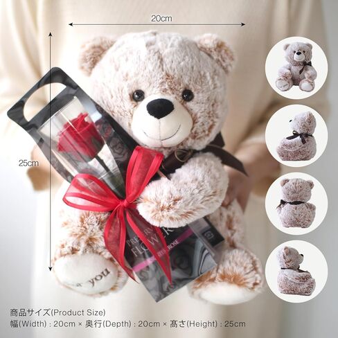 宅配花屋さん花RiRo Preserved Flower, Preserved Rose, Teddy Bear with Single Red Rose, Gift, Celebration, Anniversary, Birthday, Flower Arrangement, Flower Gift, Everlasting Rose, Flowers, for Women in Saudi Arabia