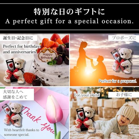 宅配花屋さん花RiRo Preserved Flower, Preserved Rose, Teddy Bear with Single Red Rose, Gift, Celebration, Anniversary, Birthday, Flower Arrangement, Flower Gift, Everlasting Rose, Flowers, for Women in Saudi Arabia