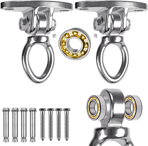 شماعات SELEWARE SWIGHT SWIGN مع محمل دوارة 1200 رطل السعة الفولاذ المقاوم للصدأ أرجوحة السقف جبل الجهاز في الهواء الطلق في الهواء الطلق لليوغا حرير كراسي أرجوحة أكياس ثقيلة in Kuwait