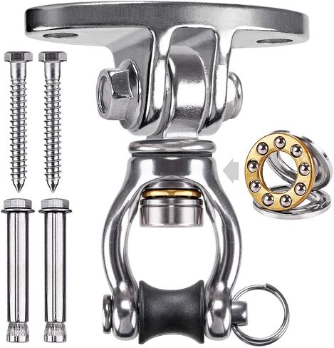 شماعات SELEWARE SWIGHT SWIGN مع محمل دوارة 1200 رطل السعة الفولاذ المقاوم للصدأ أرجوحة السقف جبل الجهاز في الهواء الطلق في الهواء الطلق لليوغا حرير كراسي أرجوحة أكياس ثقيلة in Kuwait