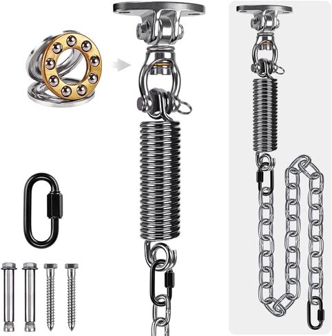 شماعات SELEWARE SWIGHT SWIGN مع محمل دوارة 1200 رطل السعة الفولاذ المقاوم للصدأ أرجوحة السقف جبل الجهاز في الهواء الطلق في الهواء الطلق لليوغا حرير كراسي أرجوحة أكياس ثقيلة in Kuwait