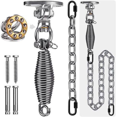 شماعات SELEWARE SWIGHT SWIGN مع محمل دوارة 1200 رطل السعة الفولاذ المقاوم للصدأ أرجوحة السقف جبل الجهاز في الهواء الطلق في الهواء الطلق لليوغا حرير كراسي أرجوحة أكياس ثقيلة in Kuwait