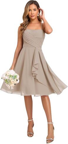 MYDRESS Chiffon Short Bridesmaid Dresses with Pockets A Line Pleated Formal Party Gown in Saudi Arabia