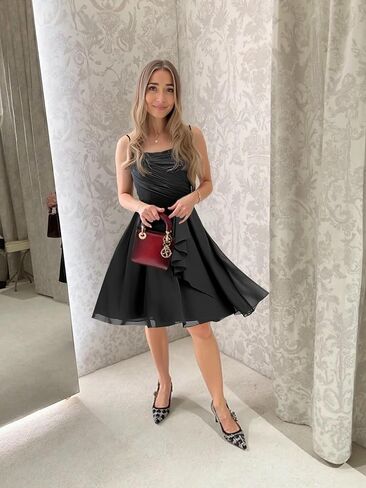 MYDRESS Chiffon Short Bridesmaid Dresses with Pockets A Line Pleated Formal Party Gown in Saudi Arabia