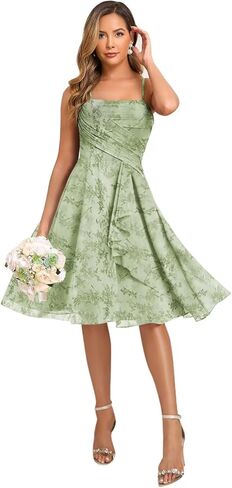 MYDRESS Chiffon Short Bridesmaid Dresses with Pockets A Line Pleated Formal Party Gown in Saudi Arabia