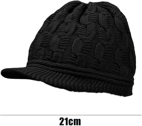 Winter Warm Knit Hat with Visor Vintage Elegant Beanie Cap Braided Soft Lining Ladies Peaked Beanie Skull Caps for Women in Saudi Arabia