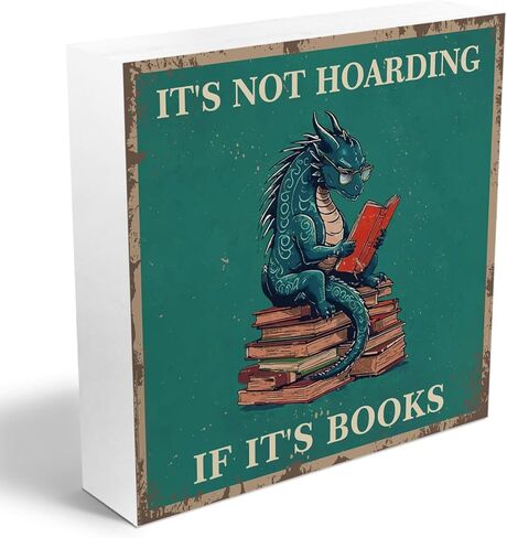 Dragon Decor Reading Wooden Box Sign, Dragon Bookshelf Library Decor Rustic Country Wooden Sign, Fantasy Book Merch Bedroom Reading Corner Book Nook Desk Decorations Supplies in Saudi Arabia