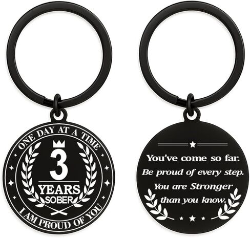 Hewonnn Sober Anniversary Milestone Gift - AA NA Sobriety Recovery Token, 1 Year-10 Years Sober Keychain With Mirror Stickers in Saudi Arabia