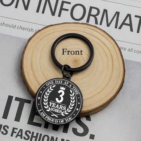 Hewonnn Sober Anniversary Milestone Gift - AA NA Sobriety Recovery Token, 1 Year-10 Years Sober Keychain With Mirror Stickers in Saudi Arabia