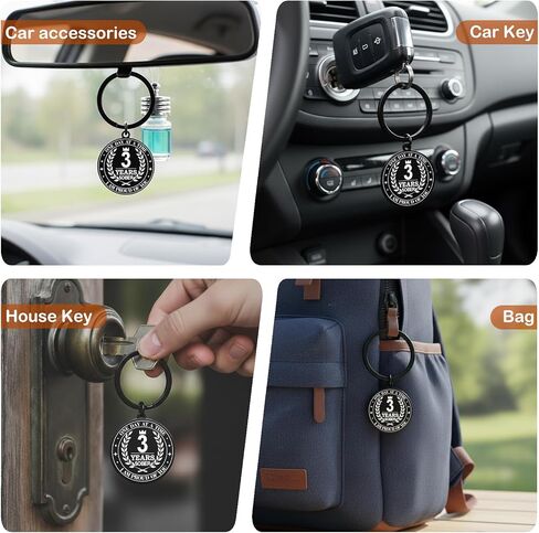 Hewonnn Sober Anniversary Milestone Gift - AA NA Sobriety Recovery Token, 1 Year-10 Years Sober Keychain With Mirror Stickers in Saudi Arabia