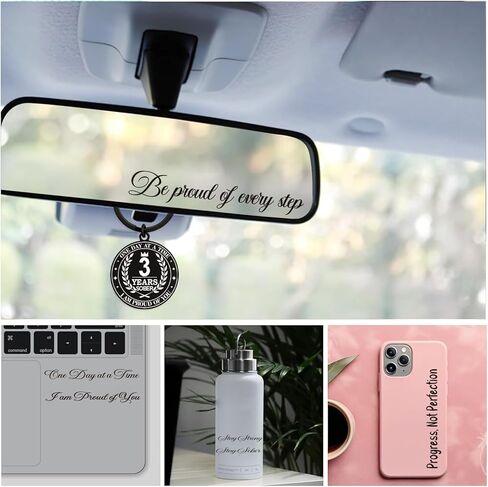 Hewonnn Sober Anniversary Milestone Gift - AA NA Sobriety Recovery Token, 1 Year-10 Years Sober Keychain With Mirror Stickers in Saudi Arabia